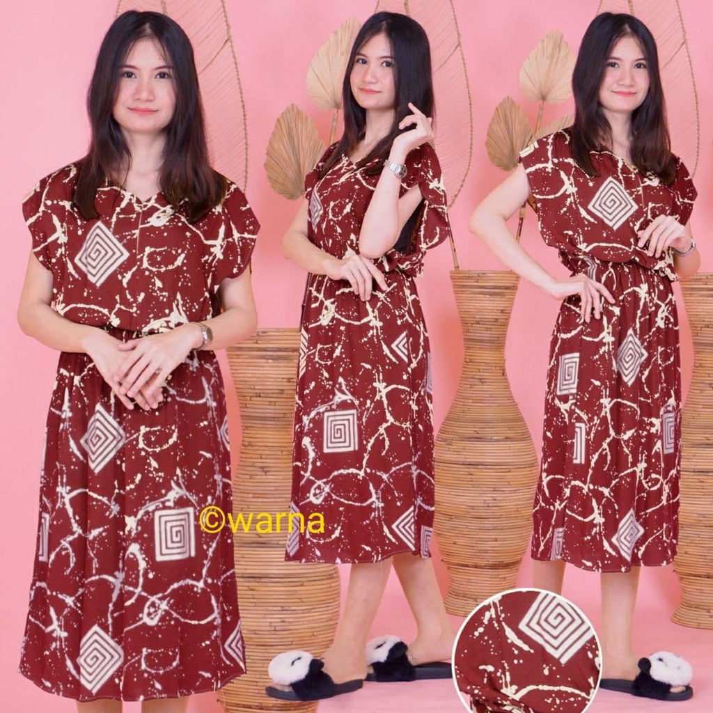 DASTER MANOHARA SANTUNG PAKAIAN BAJU TIDUR MURAH KEKINIAN BATIKWARNA-MHS Box Marun