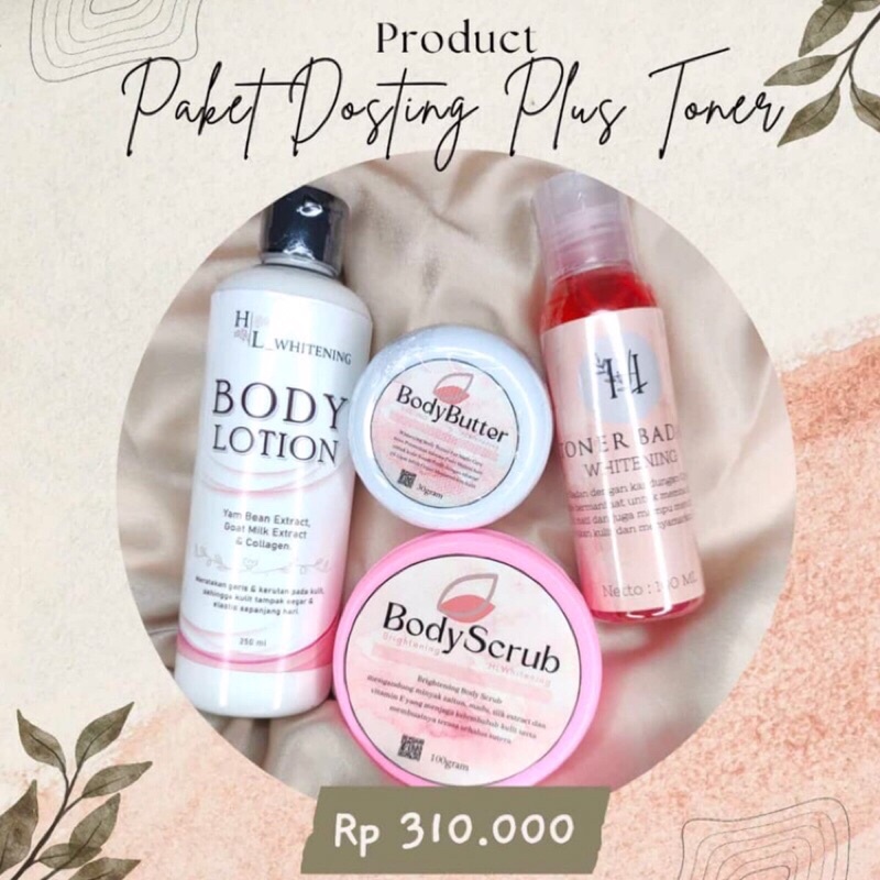 HL Whitening paket Dosting & Toner Badan HL Whitening