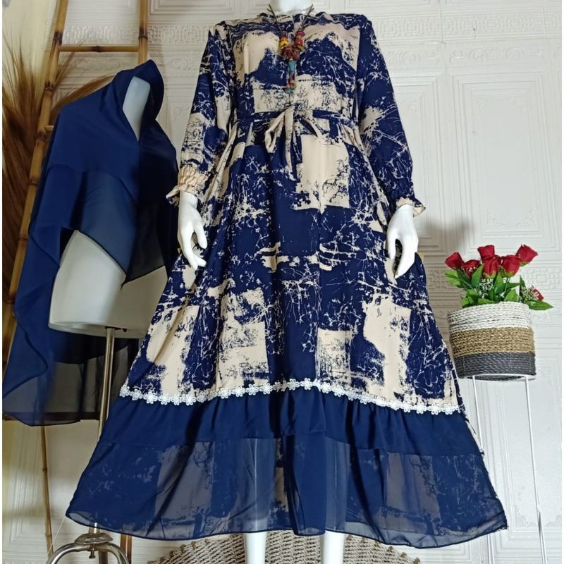 GAMIS ABSTRAK RENDA SET HIJAB