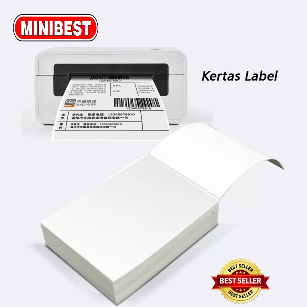 kertas label/Kertas Print RESI JOB Thermal Tempel 100x150mm dan 100x100mm isi 500 lembar label