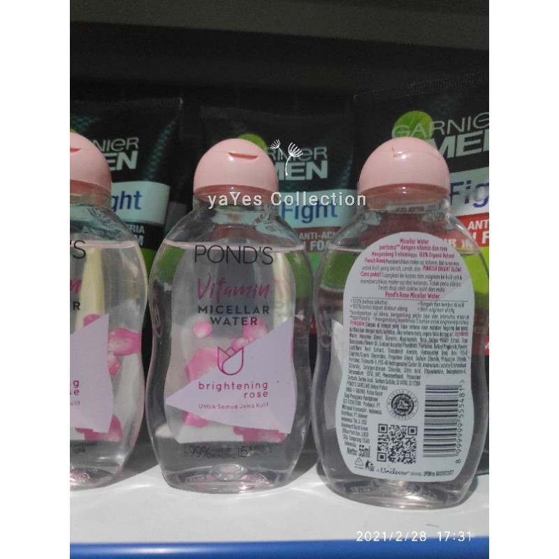 Micellar Water 100 ml 55 Ponds Pembersih Makeup Vitamin Brightening rose semua jenis kulit Sunscreen