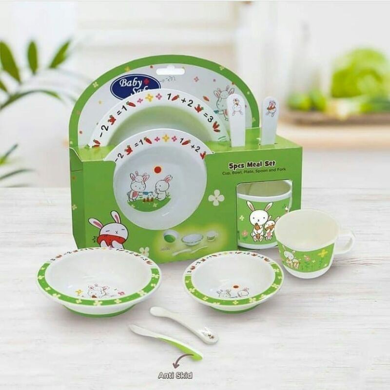 Baby Safe Fs65 Feeding Set Meal 5 Pcs Perlengkapan Makan Bayi - Hijau