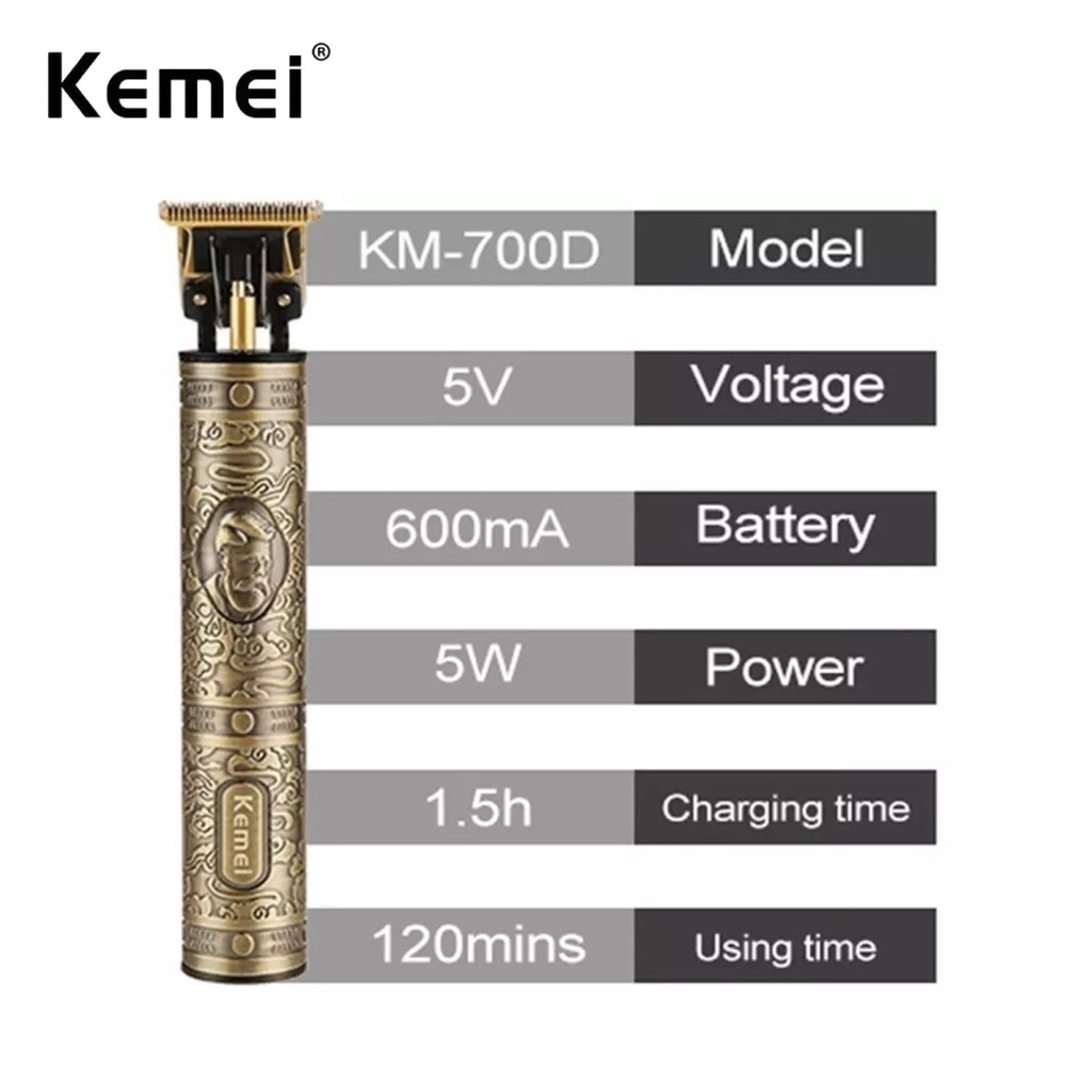 Kemei Alat Cukur Rambut KM 700 D Hair Clipper Professional Barber Trimmer Detailer Elektrik Cukuran Kemei KM 700D