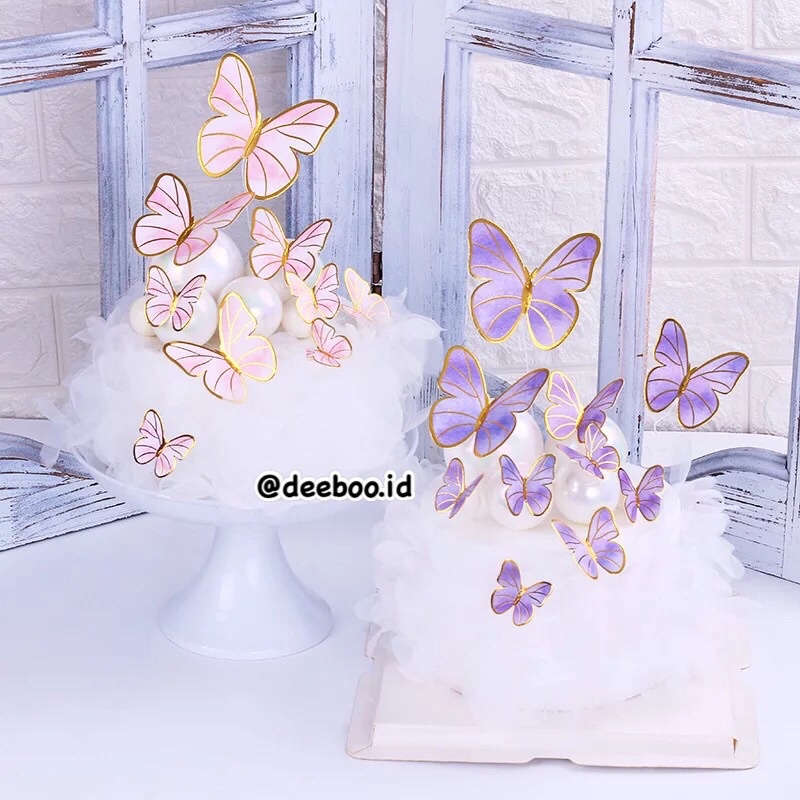 

Hiasan topper kue cup cake Kupu kupu pink ungu cantik Butterfly