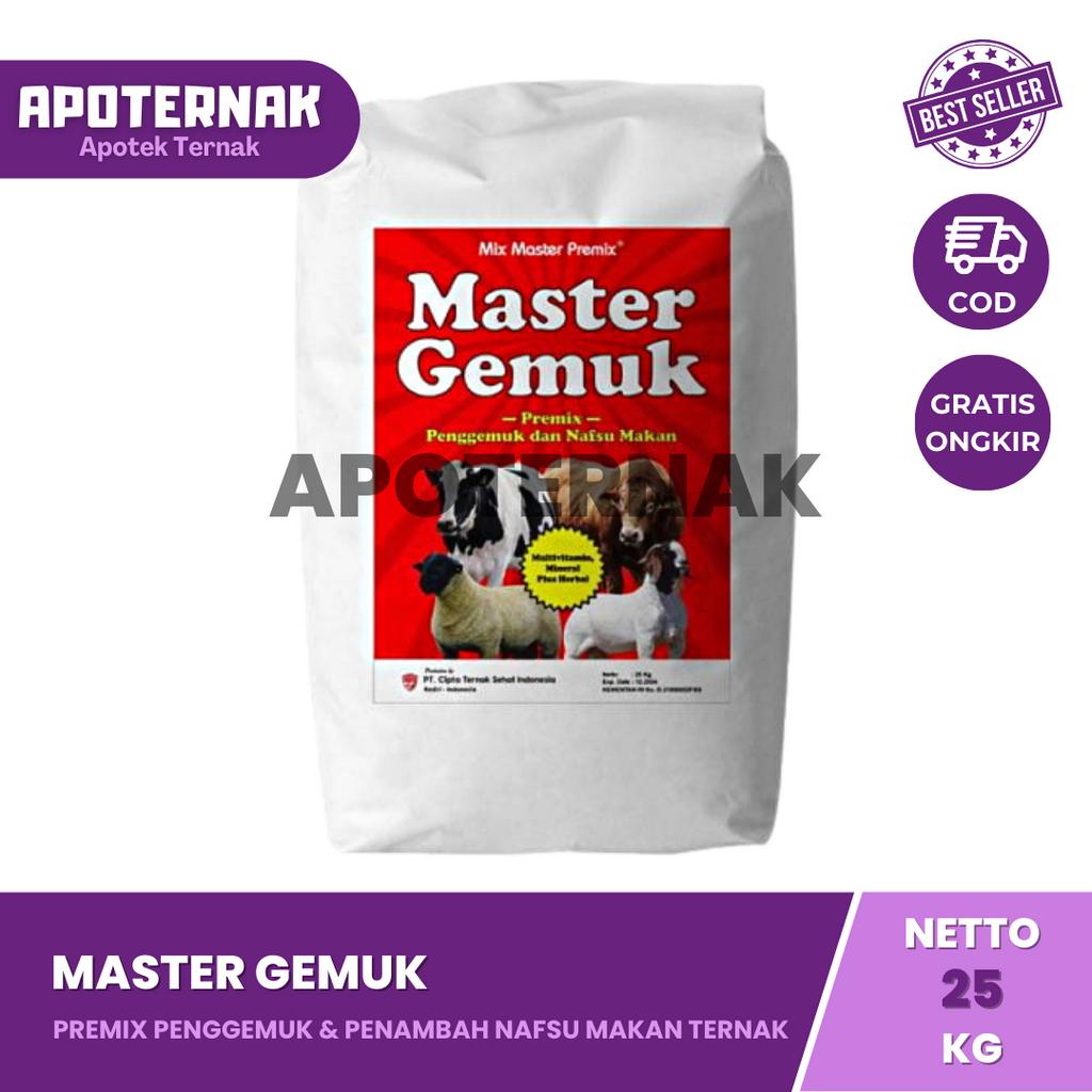 MASTER GEMUK 1 Sak 25 Kg | Premix Penggemuk &amp; Peningkat Produksi Susu Ternak Sapi Kambing Domba | Apoternak