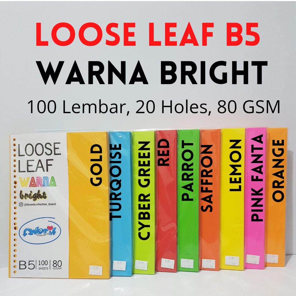 

LOOSE LEAF B5 WARNA BRIGHT 100 50 25 LEMBAR