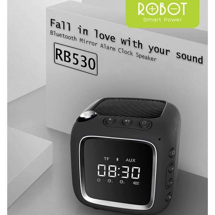 Speaker Bluetooth Robot Rb530 With Clock Support Tf Aux Fm Original Garansi Resmi Hitam Shopee Indonesia