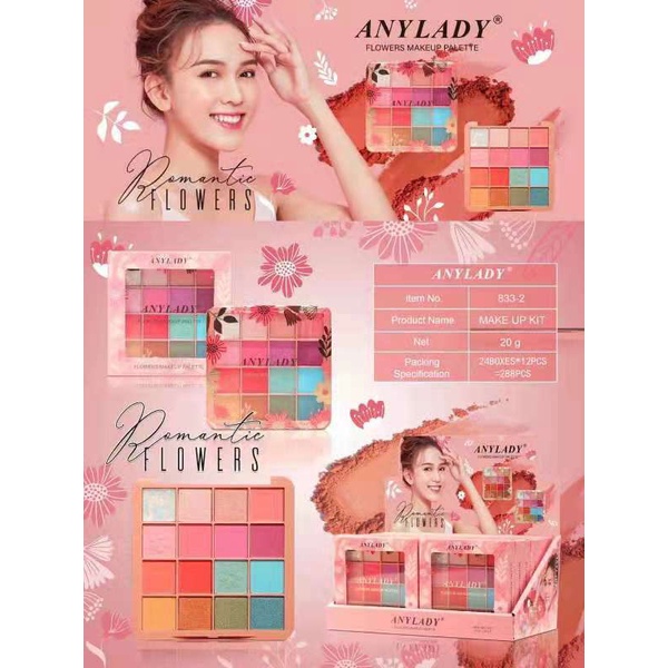 [Per Pc] Eyeshadow Anylady Romantic Flowers 16 Colors Palette 833-2