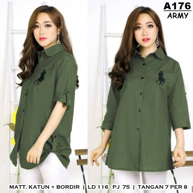 Kemeja polonia wanita super jumbo ld 116cm pjg 75