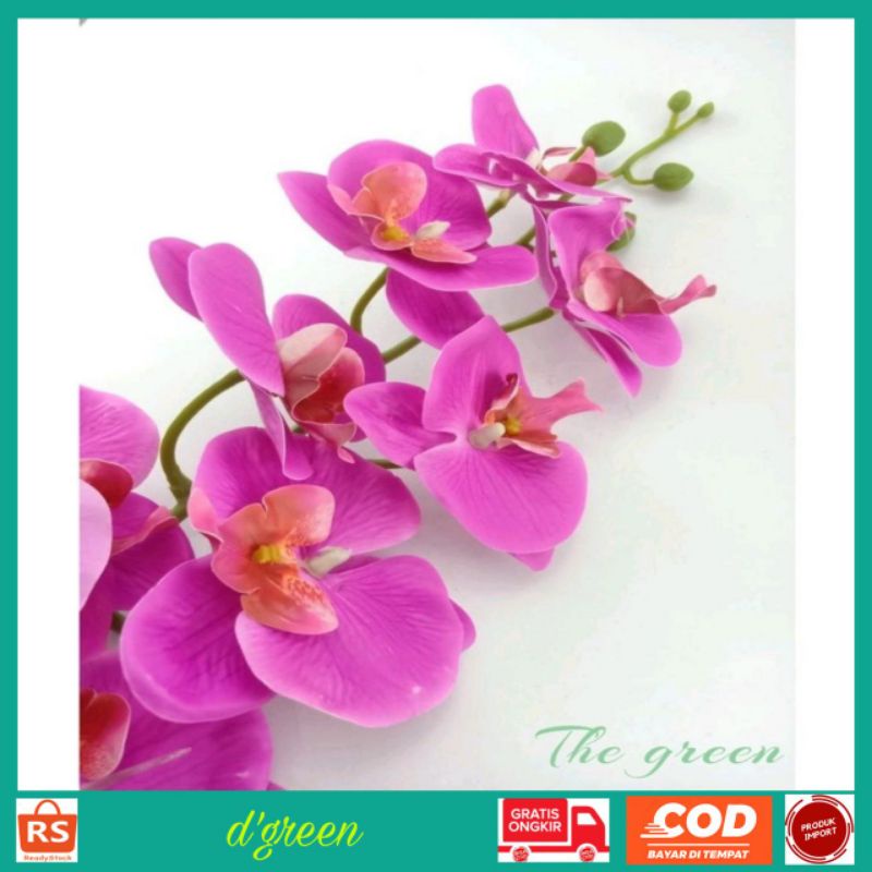 Bunga Plastik Anggrek Latex  :) 2 tangkai 9 kuntum bunga hias Dekorasi bunga Artifisial BT9030