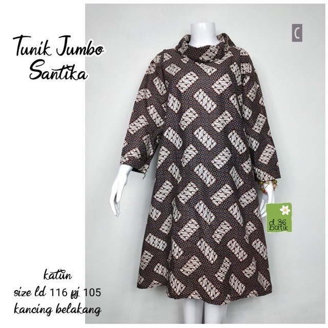 Tunik Jumbo Santika Batik White Jumbo Big Size Muslim Midi Pesta Kerja Seragam Kondangan Modern