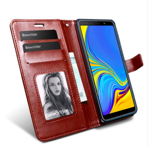 Samsung A7 2018 Flip Wallet Leather Case Premium