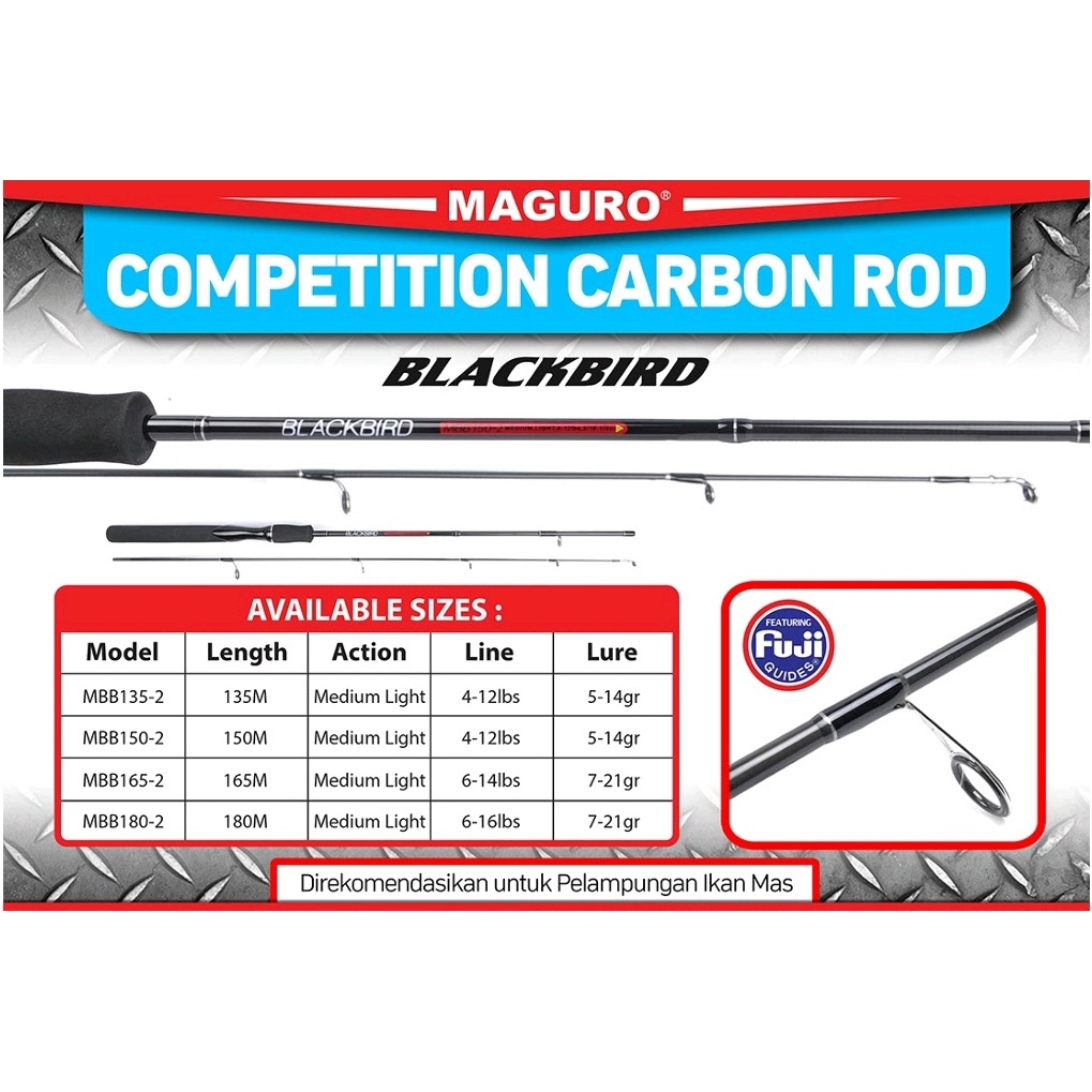 Joran Maguro BLACKBIRD | Spinning | Fuji | Joran Kolam Ikan Mas | Ikan Nila | Mancing Harian | Manci