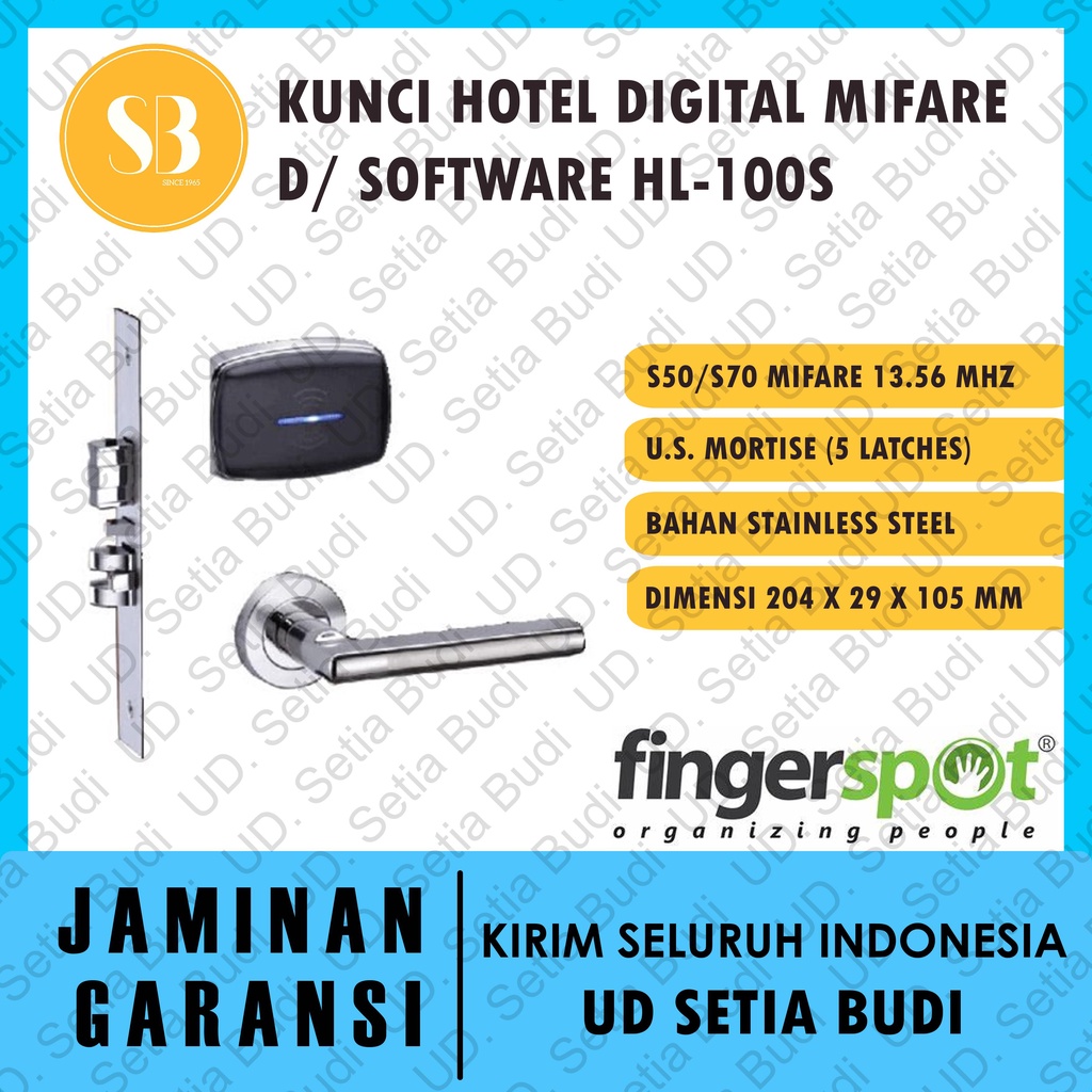 Kunci Pintu Elektrik Hotel + Software Fingerspot HL-100S