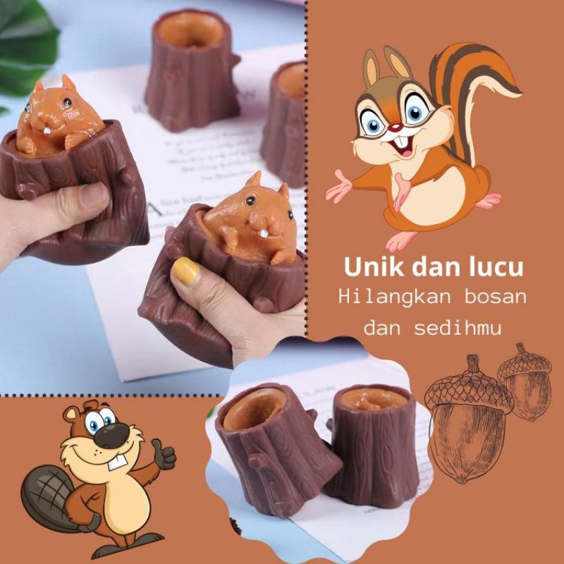 DA-Mainan anak Pop it Squishy Pohon Tupai Karet Silikon / Mainan Tupai Lucu Remasan / Pop It Pohon L
