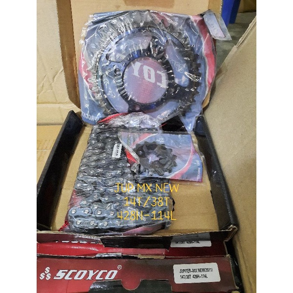 GEAR PAKET SCOYCO KUALITAS SEPUHAN CHAIN SPROCKET SET JUPZ JUPZ1 SUPRA FITNEW VEGA ZR MEGAPRO-JUP MX NEW 38T