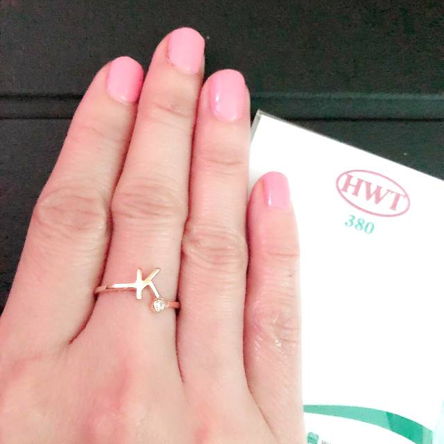 Cincin huruf emas hwt kadar 375 huruf K