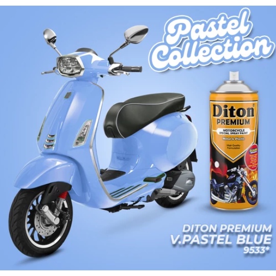 Pilok Pilox Cat Semprot DITON Premium Pastel Collection Warna Vespa / V 9533** Pastel Blue Pastel Biru (400cc)
