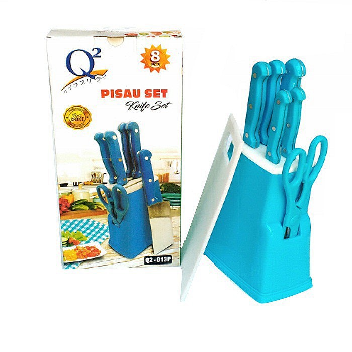 Pisau set box Q2 013P / knife set + telenan ori full set-original