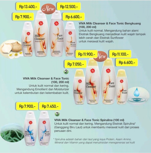 VIVA Cosmetics Face Tonic dan Milk Cleanser Series 100ml - 200ml