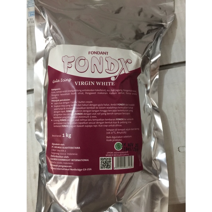 

Fondx Fondant Virgin White Gula Hias Dekor 1 kg kemasan asli