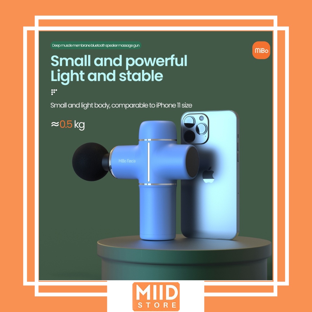Mibo Fascia Massage Gun Mini Pro with Speaker Bluetooh (Biru Muda)