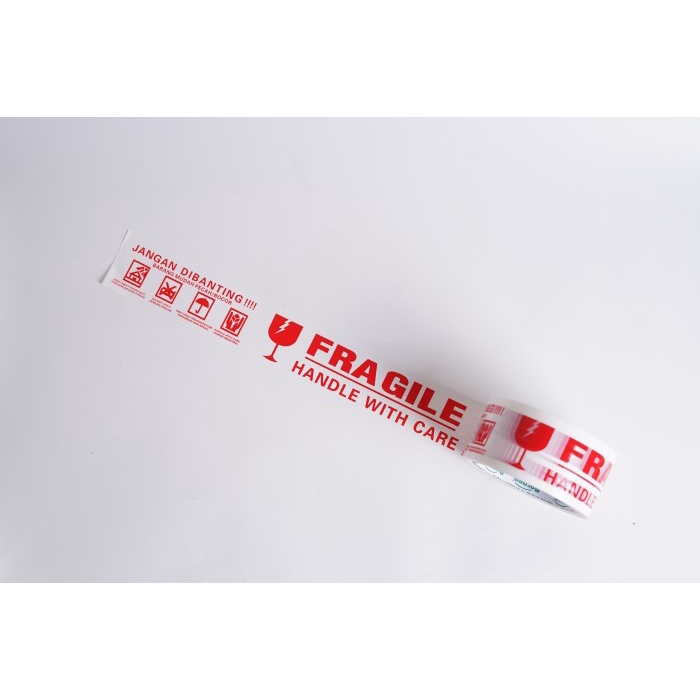 Borneo OPP Lakban FRAGILE JANGAN DIBANTING 48 mm x 60 Yard - Putih