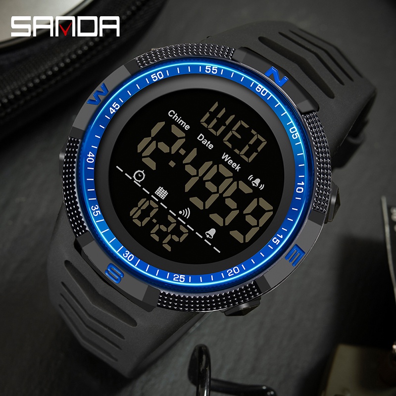 SANDA 6014 Jam Tangan Pria Digital EL Backlight Sport Watch Anti Air WATCHKITE WKOS