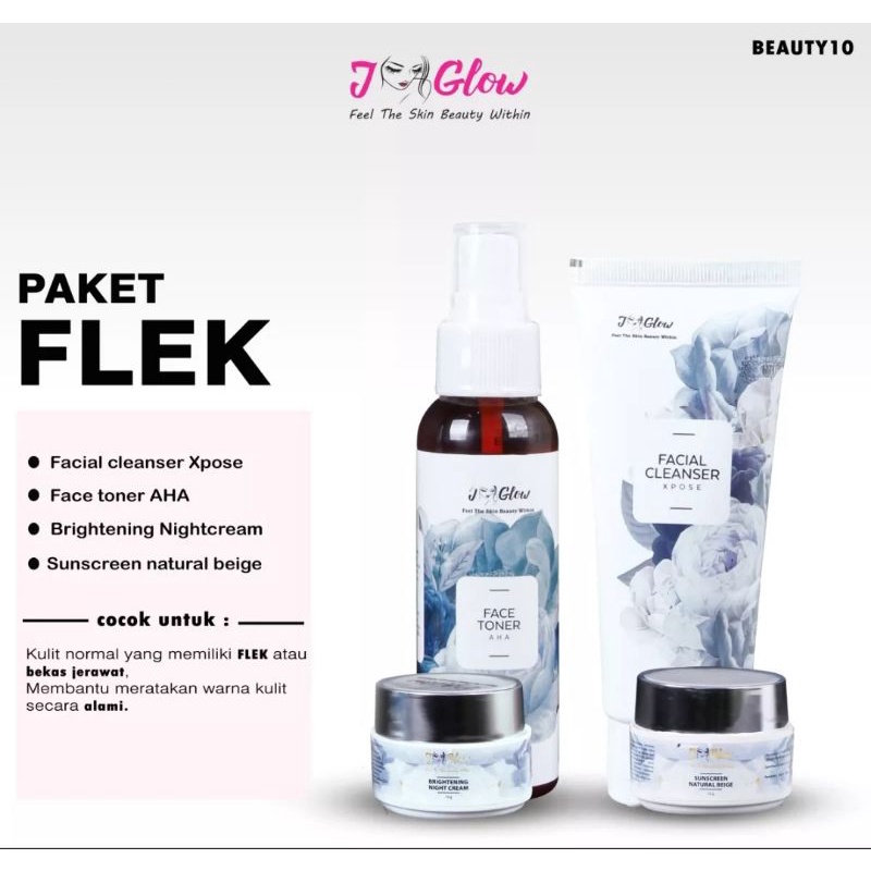 JGLOWSKINCARE PAKET FLEK/JGLOW SKINCARE/CREAM UNTUK MENGATASI FLEK HITAM DAN NODA BEKAS JERAWAT.