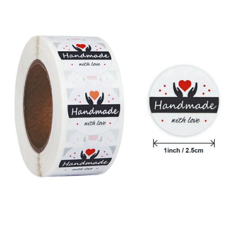 

100pcs stiker label handmade with love / thank you