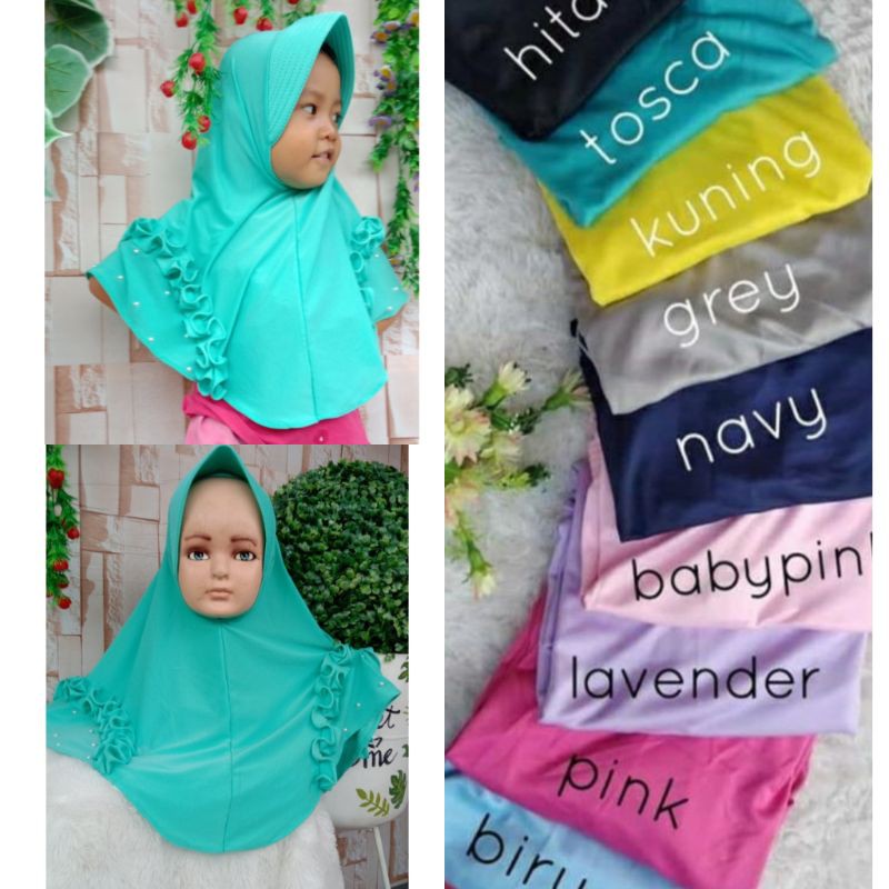 hijab anak bergo instan TK paud SD tanggung mutiara