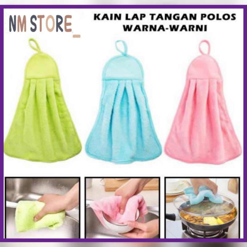 Lap Tangan Polos Bahan Handuk Microfiber Kain Lap Gantung Dapur Kamar Mandi