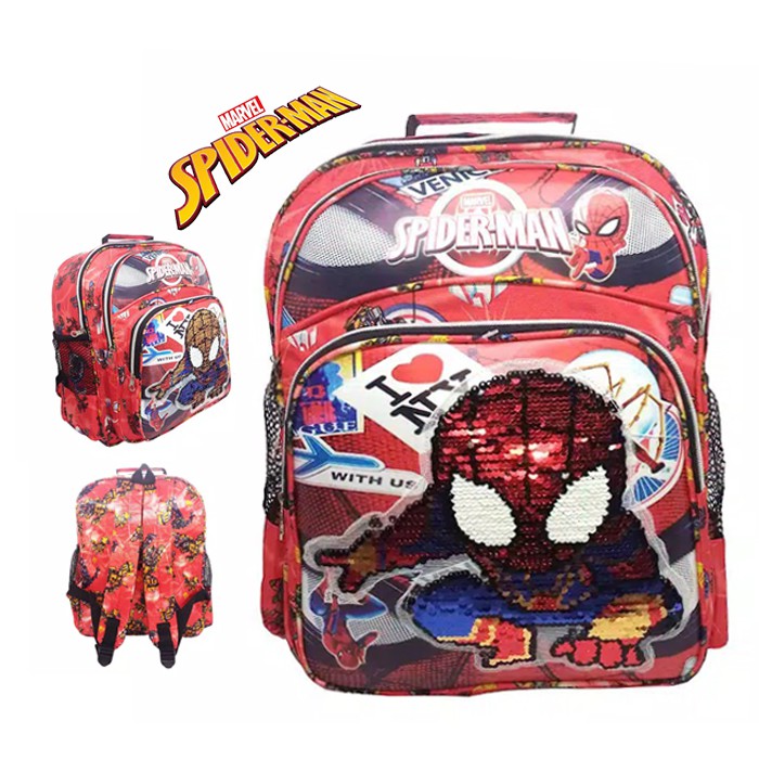 Tas Ransel Anak sekolah SD SEQUIN SPIDERMAN - Tas Ransel karakter Sekolah anak SD usap