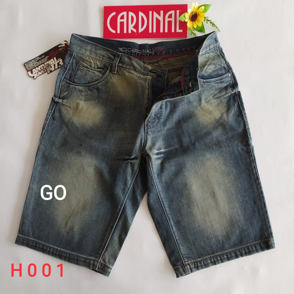 gof 37-38R CARDINAL JEANS Celana Pria Celana Pendek Bermuda Casual Sobek Slimfit Reguler Fit Reguler