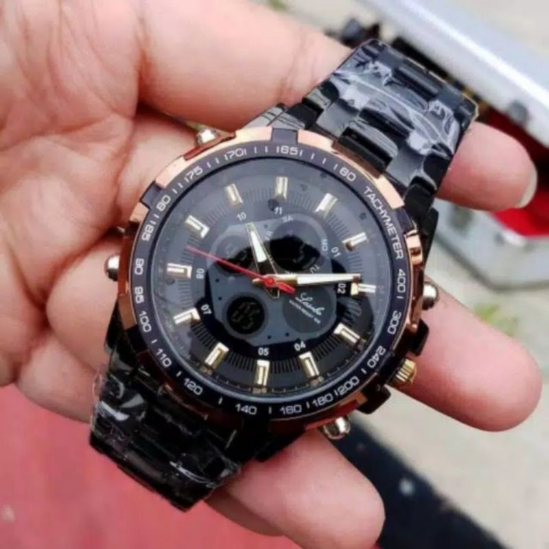 Jam tangan Lasebo rantai 863 dual time bisa dipake nyelam