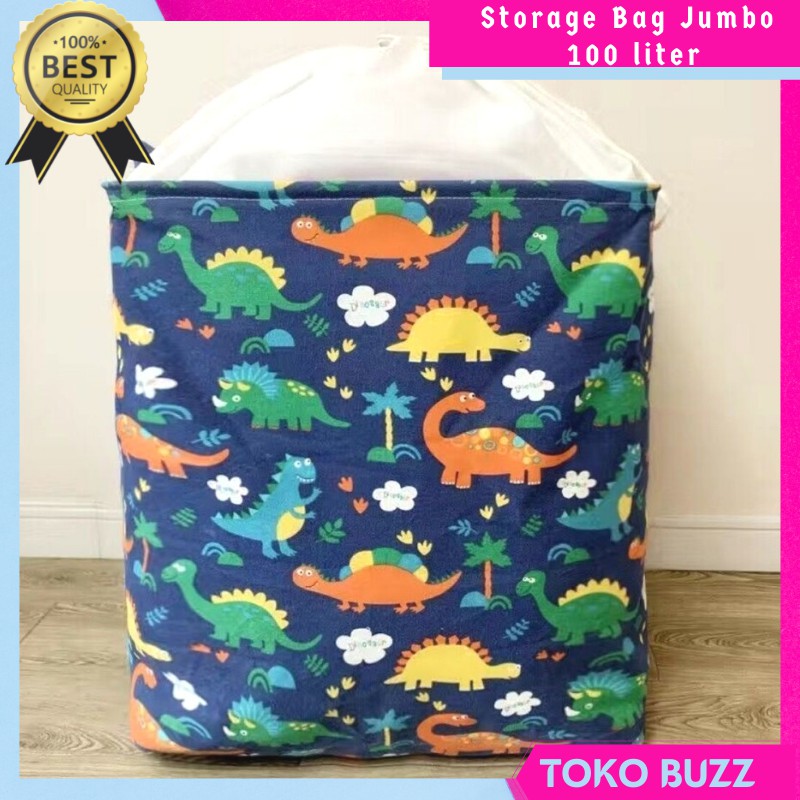 Keranjang Baju Mainan Jumbo 100 Liter/ Storage Bag Tempat Penyimpanan Serbaguna Keranjang Lipat Tempat Mainan Anak Bed Cover Baju Celana Gorden Selimut Baju Kotor Motif Minimalis