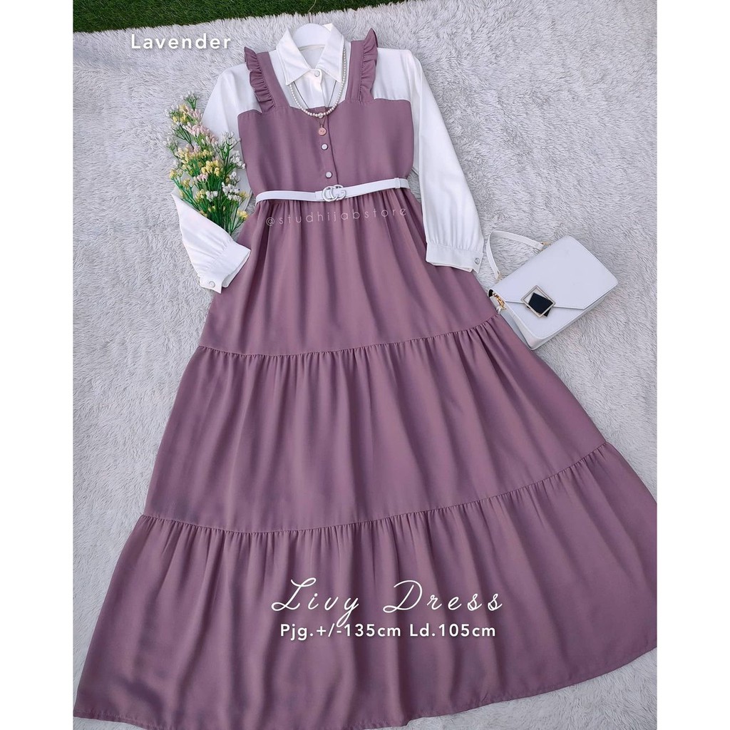 Baju Gamis Wanita Terbaru Livy Dress Gamis Remaja Kekinian Korean Style Busui FREE BELT FRZ-1