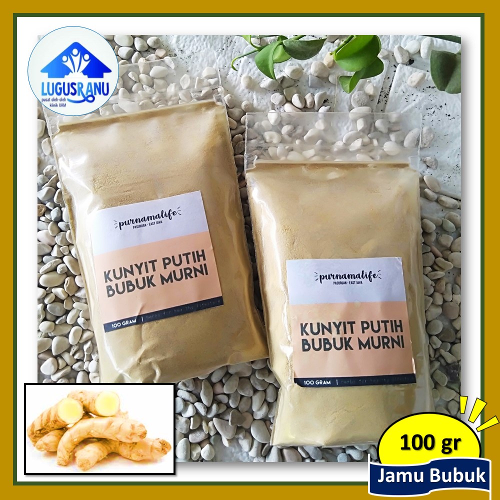 

KUNYIT PUTIH BUBUK MURNI 100 gr (tanpa gula) Alami Tanpa Campuran