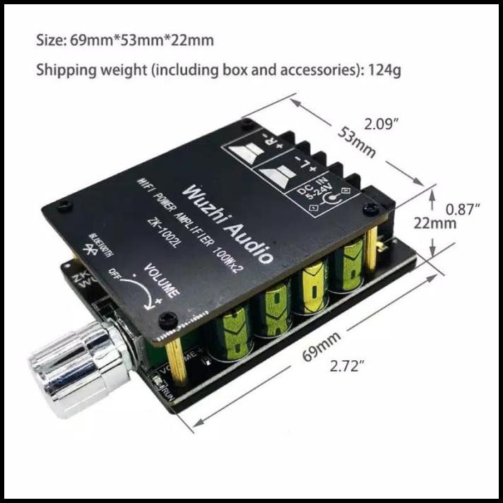 Zk-1002L Digital Amplifier Bluetooth 2X100Watt