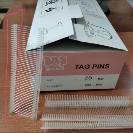 ( Box- 5000 pcs) TAG GUN/ LABEL BANDROL HARGA / ISI TAG PIN BONA / TAG PIN/ ISI REFILL TAG GUN 25 MM 35 MM/ PRICE TAG BANDROL PLASTIK HARGA