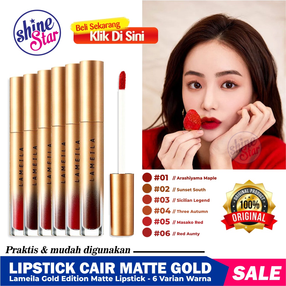 [READY-JKT] Lipstik Ala Korea Lameila GOLD Edition Lipstik Matte / Lipstik Tahan Lama Anti Air / Lipstick Lip Cream Lip Balm Lipgloss - Lipstik Tahan Lama Anti Air 24 Jam Korea / Pelembab Pemerah Bibir Alami - Lipstik Korea Tahan Lama Anti Air