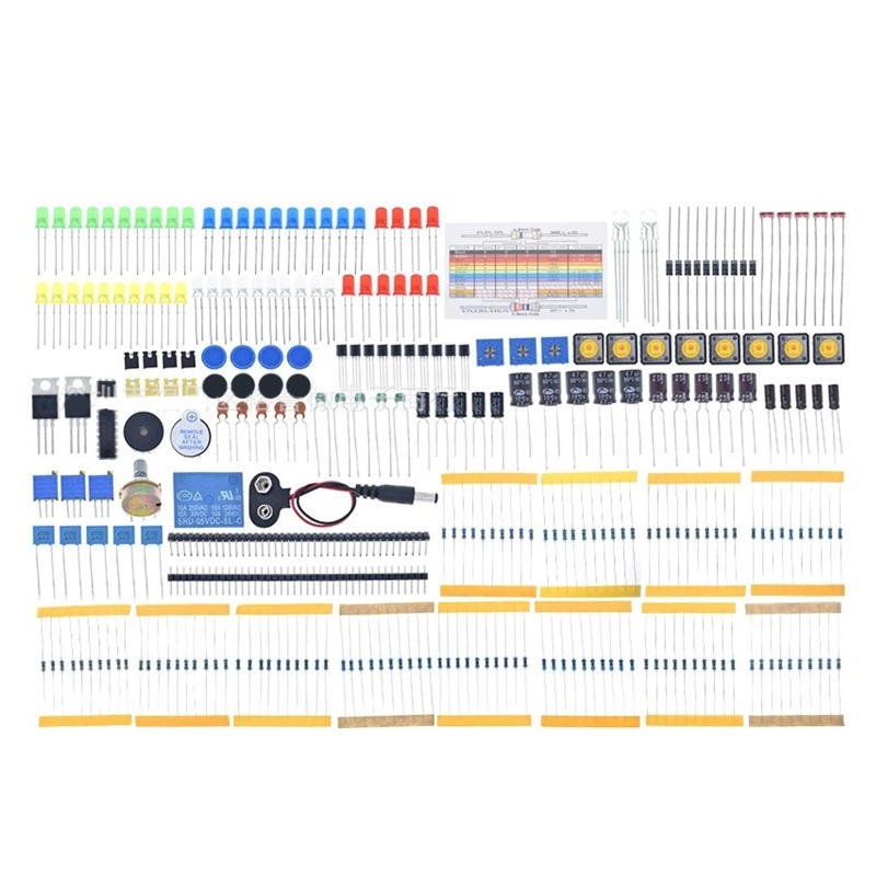 Btsg New Komponen Elektronik Basic Super Kit Dengan Resistor Kapasitor Buzzer LED