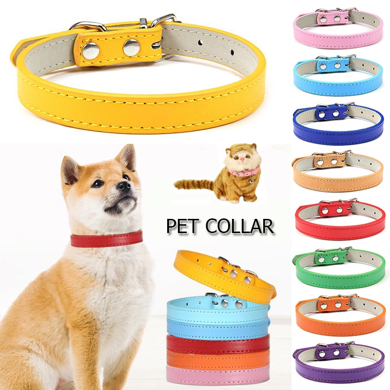 1 PC Kerah Anjing Berwarna-warni yang Dapat Disesuaikan Anak Kucing Kerah Kucing Tali Leher Kulit PU