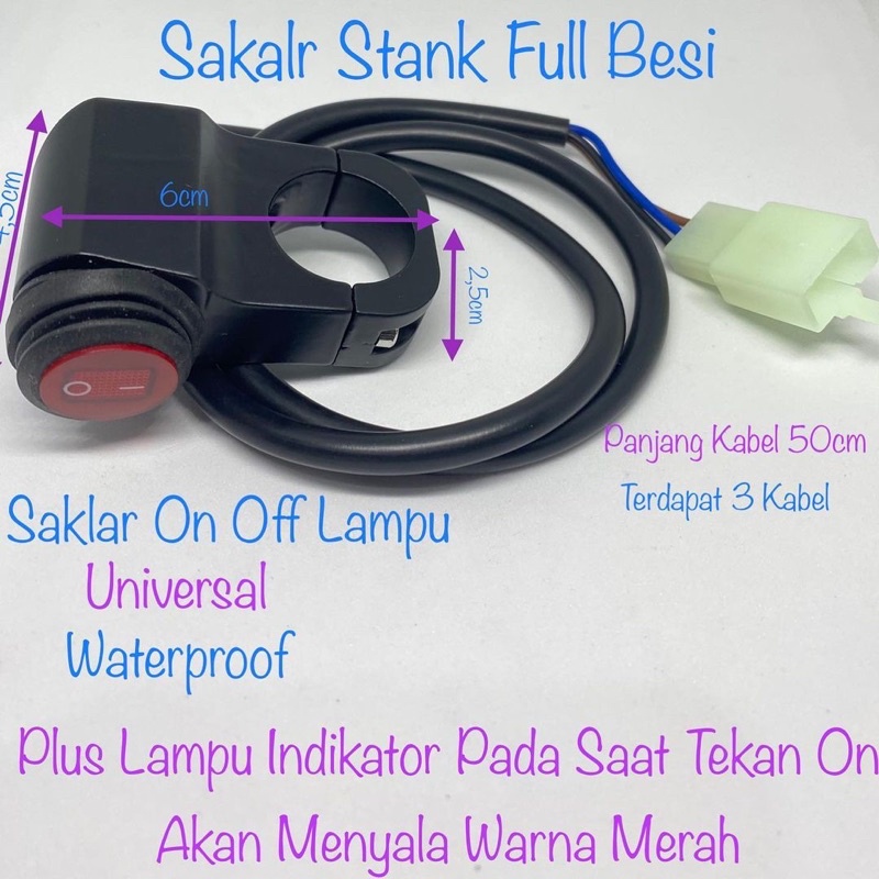 Saklar on off lampu nyala saklar stang motor universal saklar besi waterproof