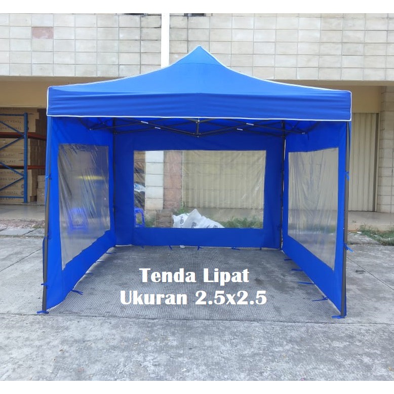 Tenda Lipat 2.5x2.5 Lengkap Dinding Mika 3 Sisi