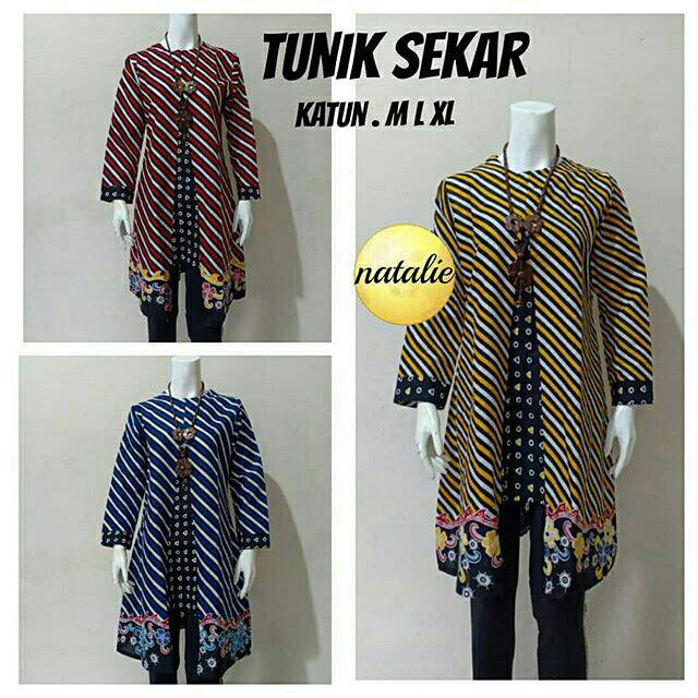 Tunik Batik Model Terbaru/ Tunik Batik Wanita Kantoran/ Tunik Batik Trendy