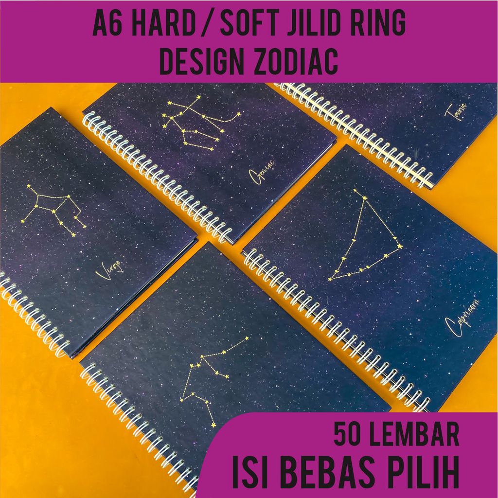 

Notes Jilid Ring Spiral Isi Bebas Pilih A6 50 Lembar Hardcover Softcover | Buku Jurnal Agenda Desain Zodiac