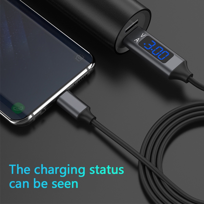 3A Quick Charge Cable USB Lightning Type-c Android Kabel LCD Digital Indicator