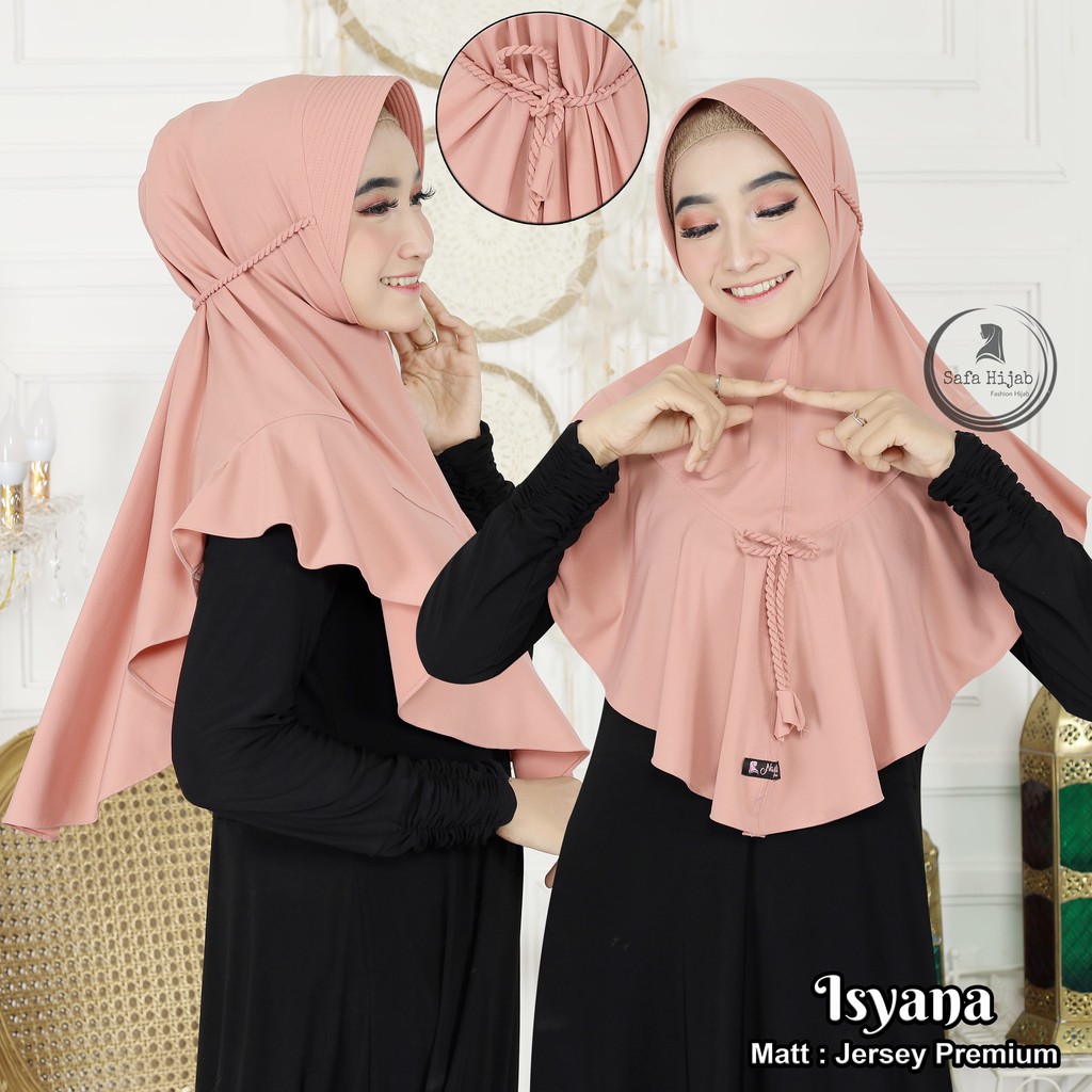 Kerudung Instan Tali Kepang Isyana Jilbab Instan Tali Tambang Jersey Premium Terbaru Safa Hijab