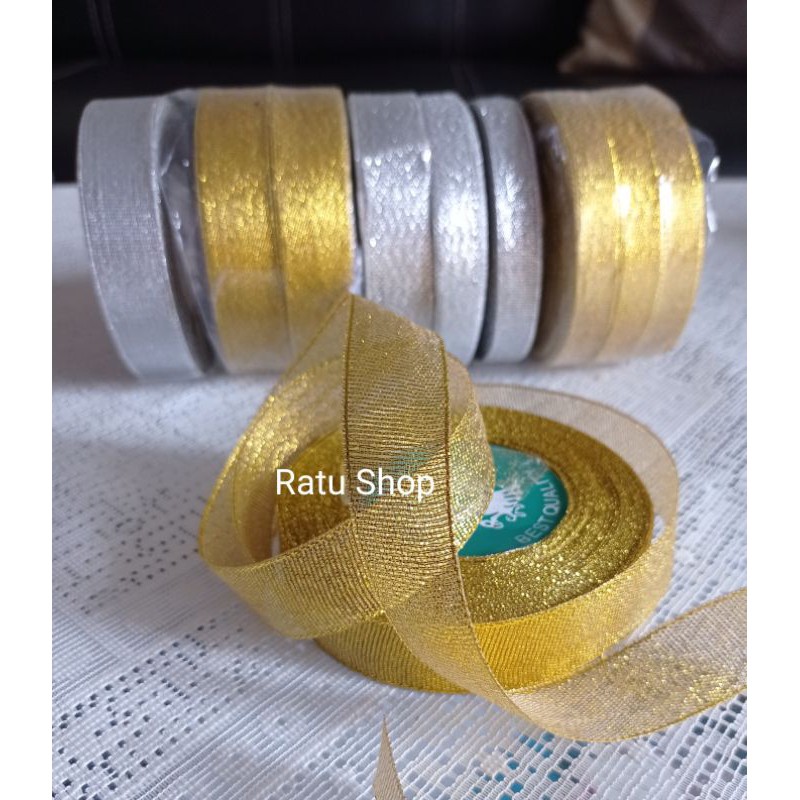 Pita Emas Gold Silver Perak 0,6cm 1,3 cm dan 2 cm